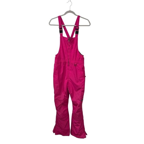 Lands End Girls Pink Snow Bib Overalls With Adjustable Straps & Elastic Size 14 - Picture 1 of 4